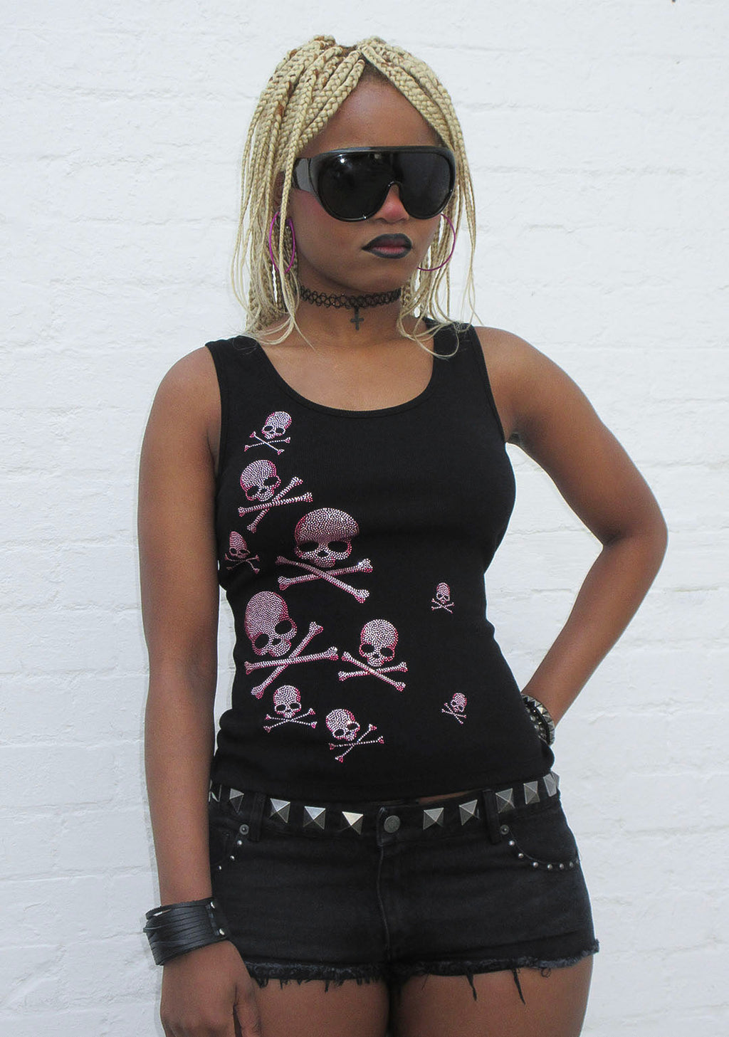 CRYPTIC RHINESTONE TANK TOP BLACK