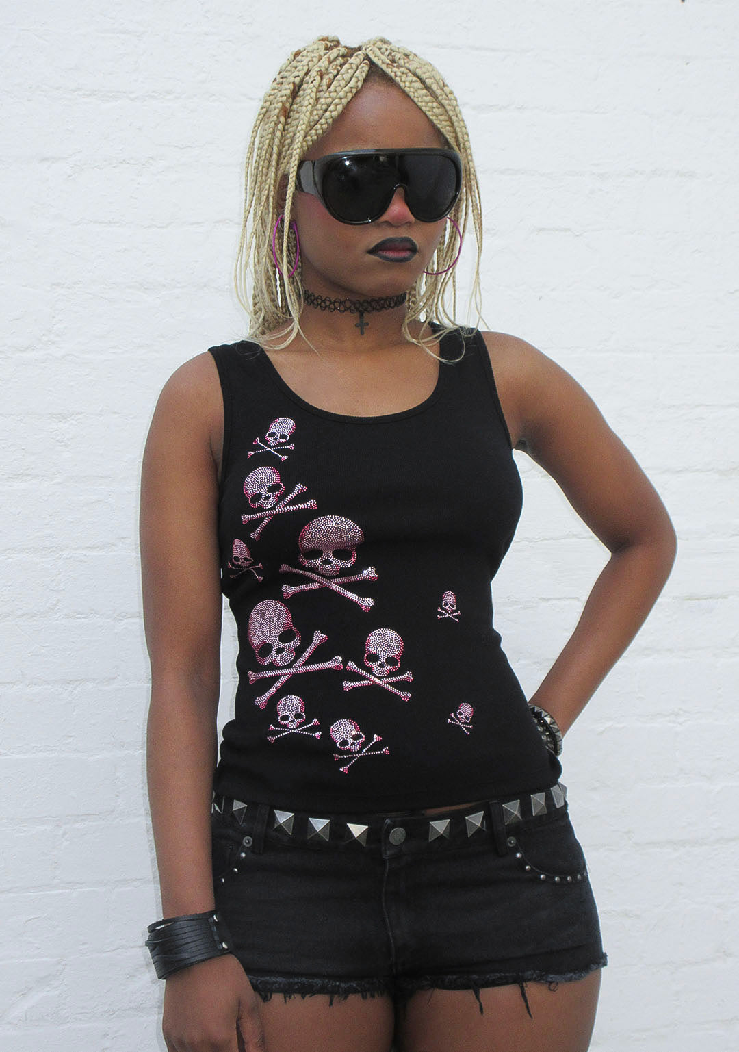 CRYPTIC RHINESTONE TANK TOP BLACK