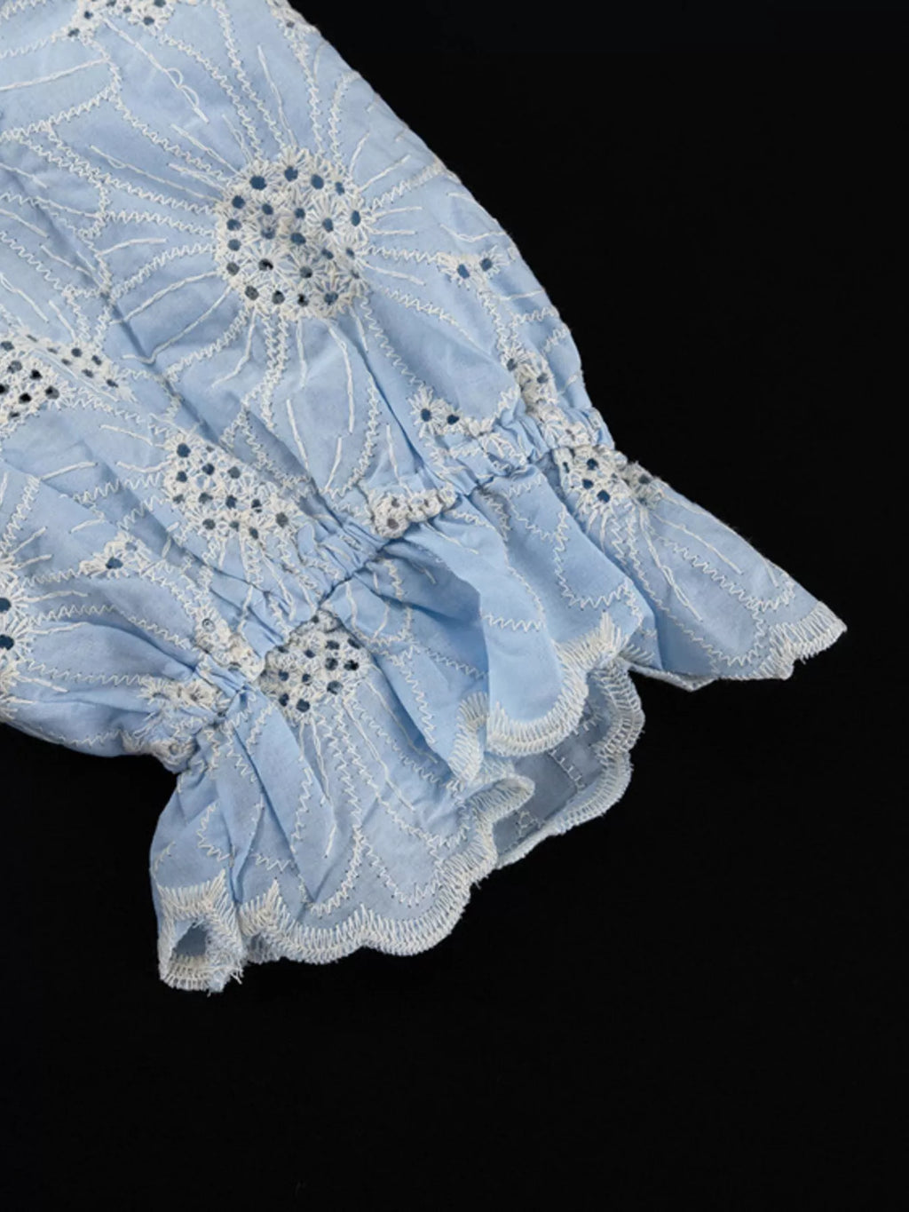 Embroidered Flounce Sleeve Blouse