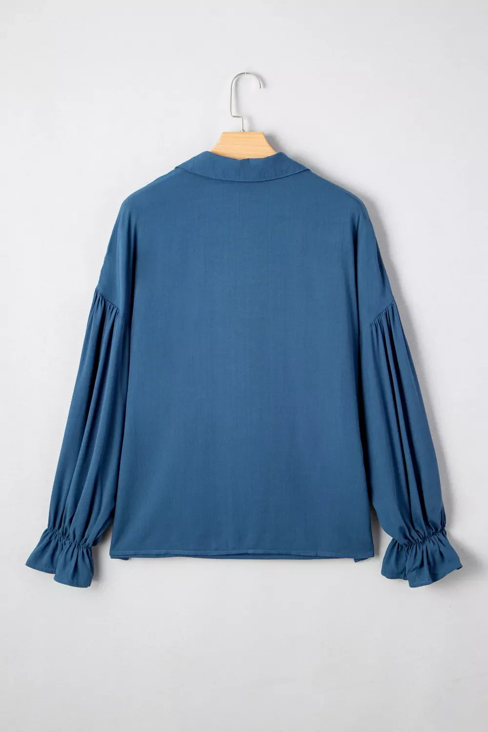 Button Detail Flounce Sleeve Blouse