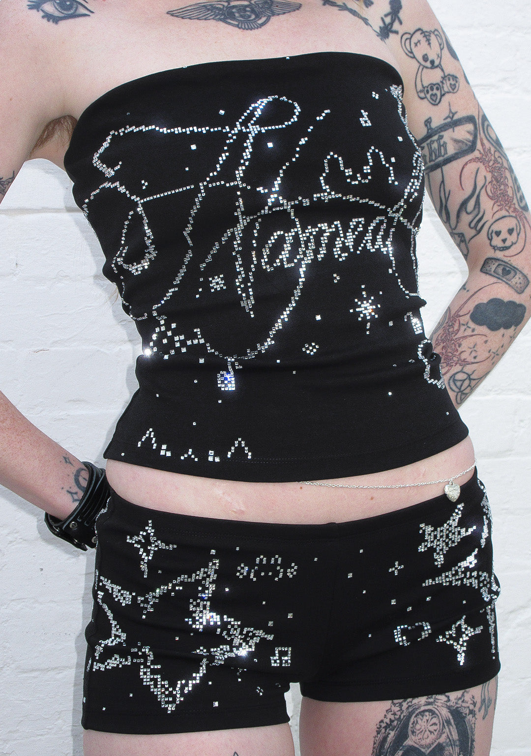 DREAMER RHINESTONE TUBE TOP BLACK