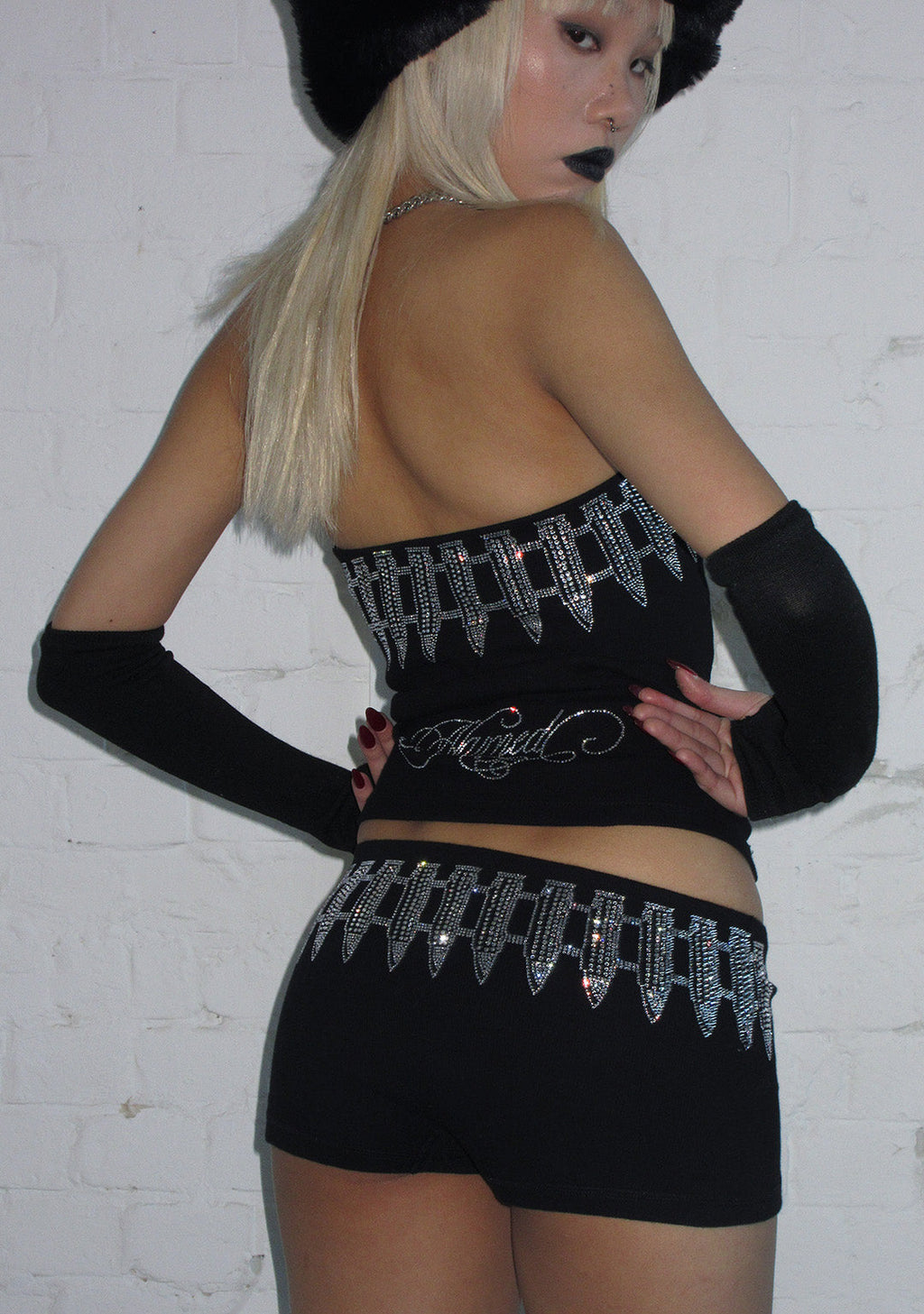 ENEMY RHINESTONE TUBE TOP BLACK