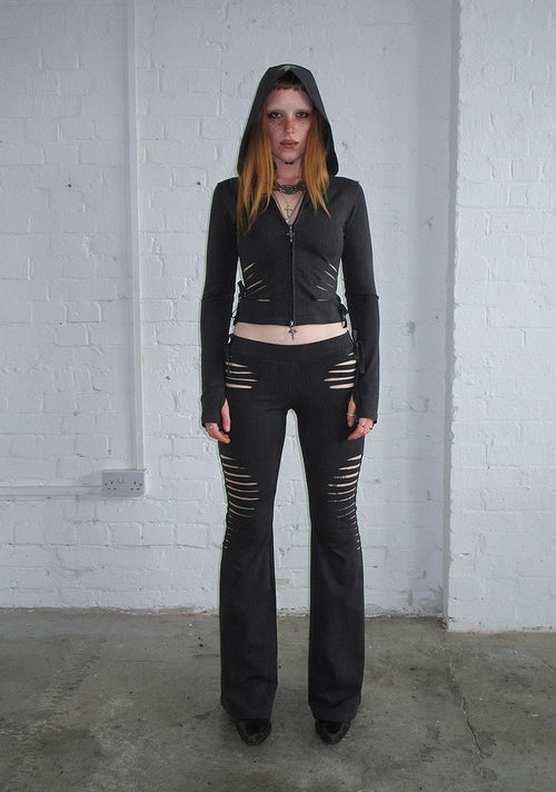 ENVY SNAKESKIN SLASHED SCULPT STRETCH PANTS CHARCOAL