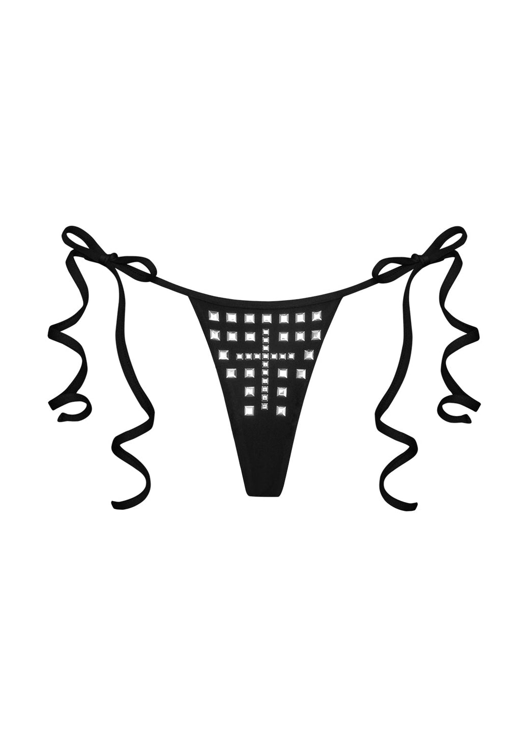 FAITHFUL STUDDED CHEEKY BIKINI BOTTOMS BLACK
