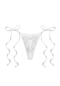 FALLEN RHINESTONE THONG BIKINI BOTTOMS WHITE