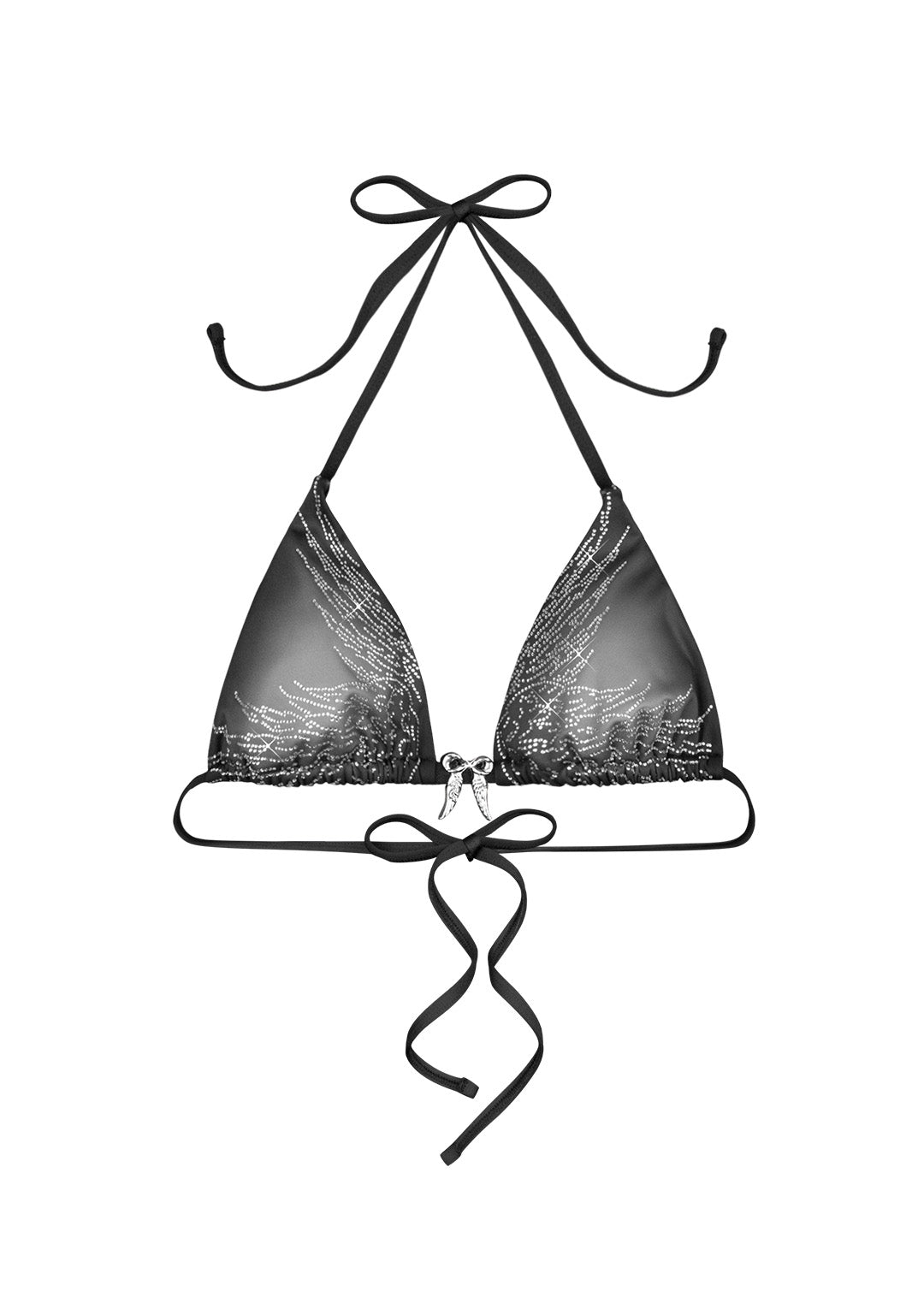 FALLEN RHINESTONE TRIANGLE BIKINI TOP WASHED BLACK