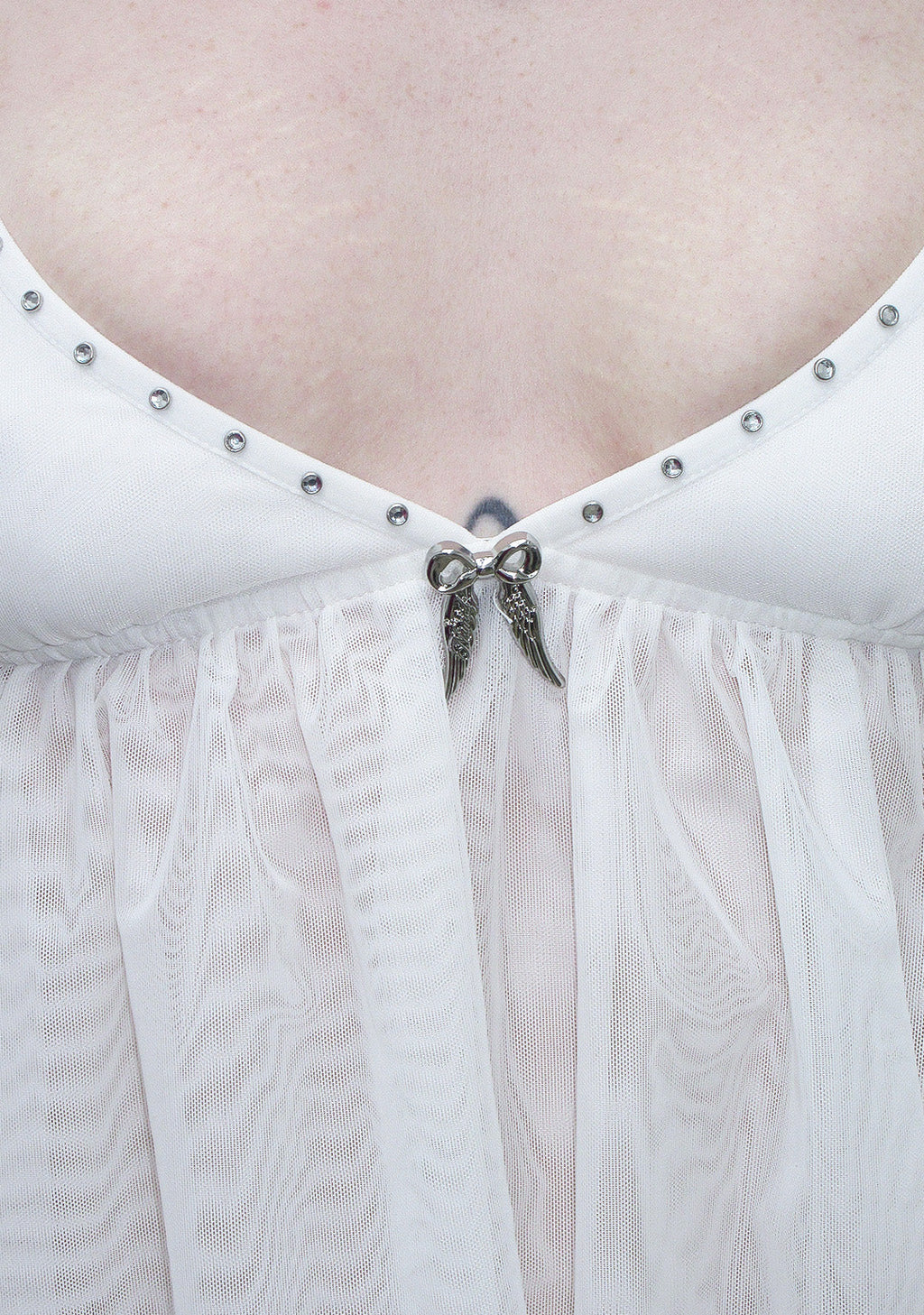 FALLEN SHEER MESH WINGS CAMI TOP WHITE