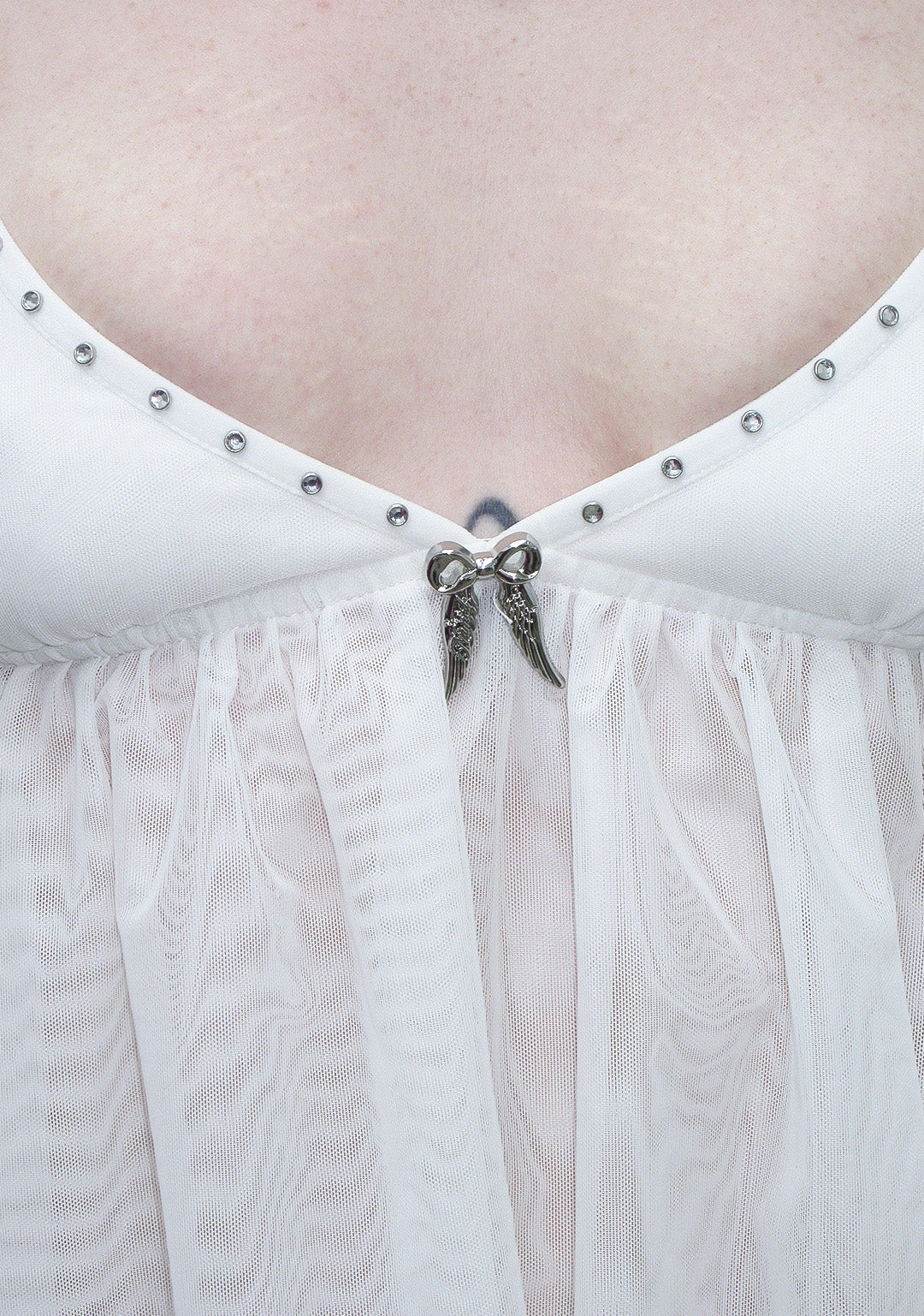 FALLEN SHEER MESH WINGS CAMI TOP WHITE