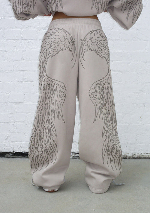 FALLEN STUDDED OVERSIZED SWEATPANTS BONE