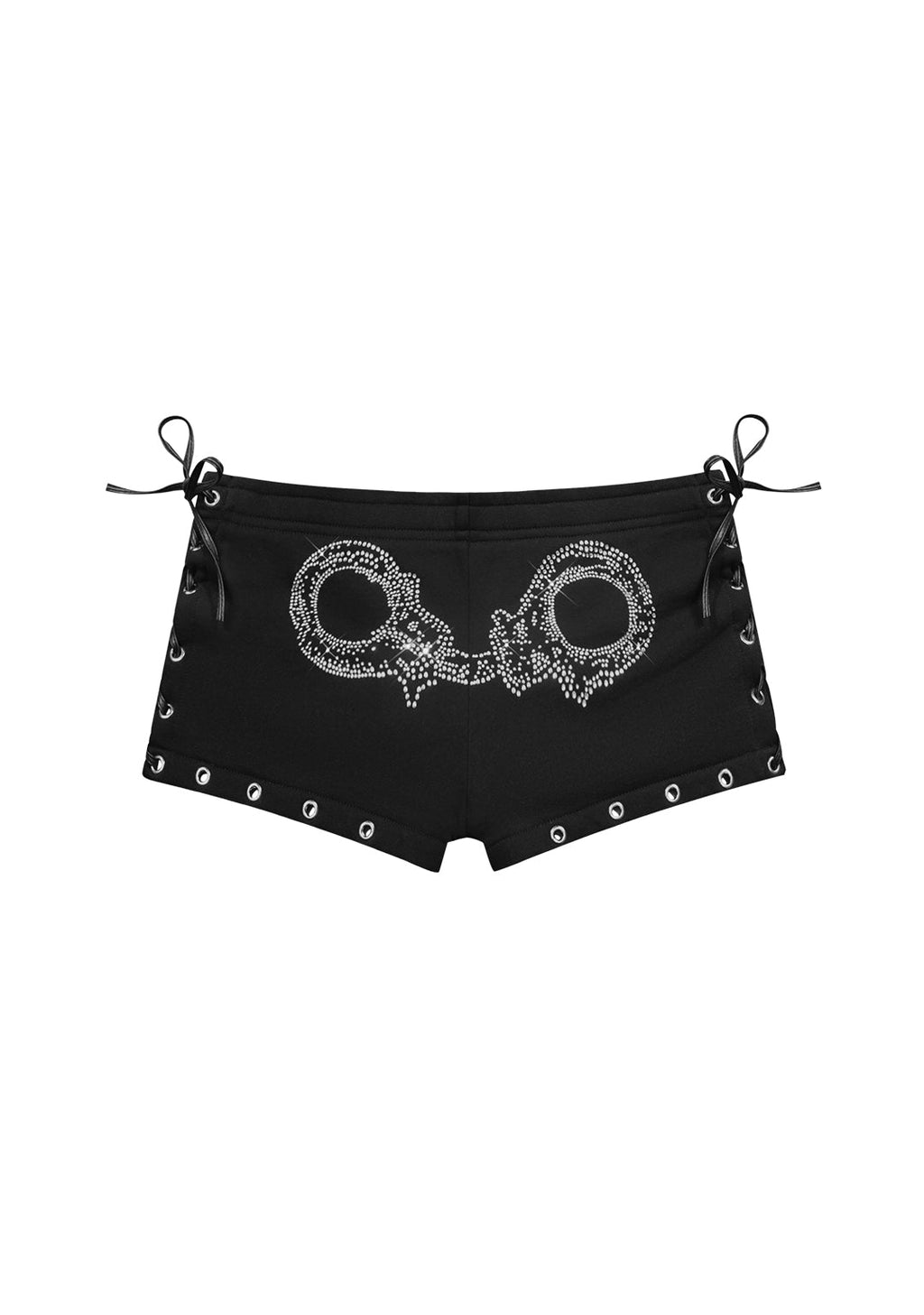 HEIST RHINESTONE CUFF MICRO HOTPANT SHORTS BLACK