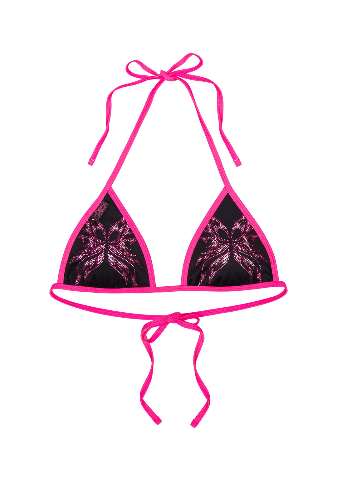 IDOL RHINESTONE TRIANGLE BIKINI TOP BLACK