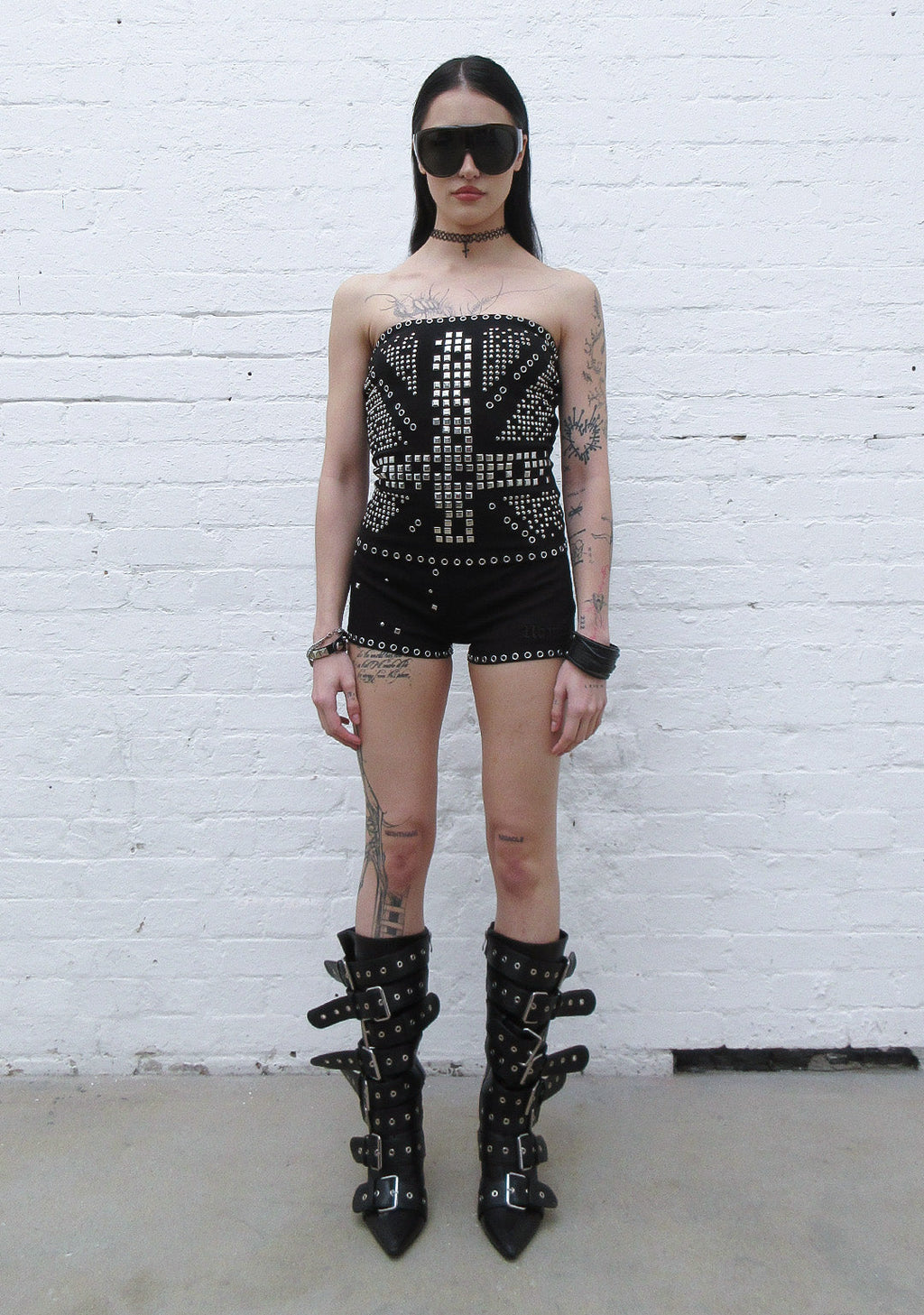 KNIGHT STUDDED TUBE TOP BLACK