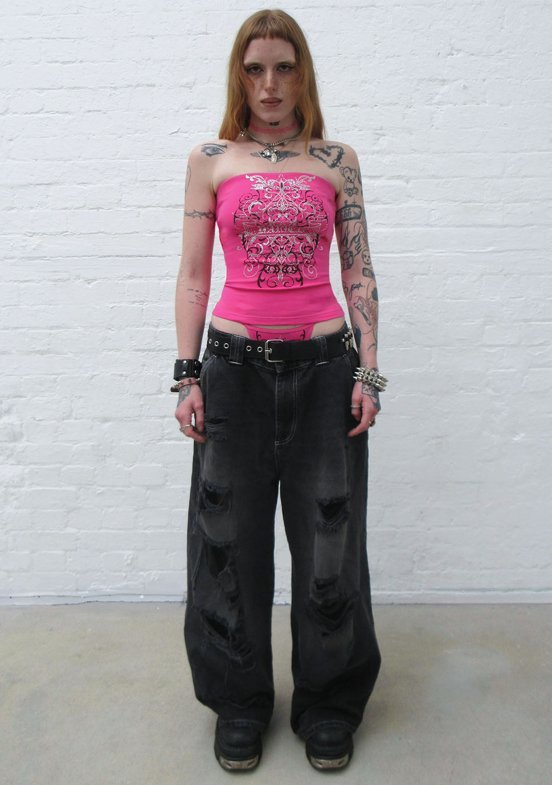 OBSESSION RHINESTONE TUBE TOP HOT PINK