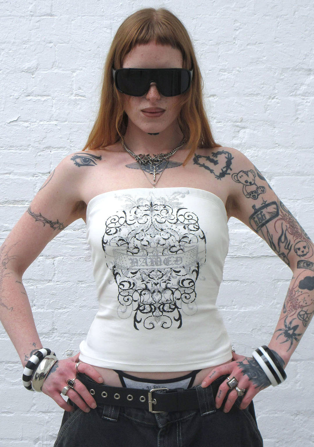 OBSESSION RHINESTONE TUBE TOP WHITE