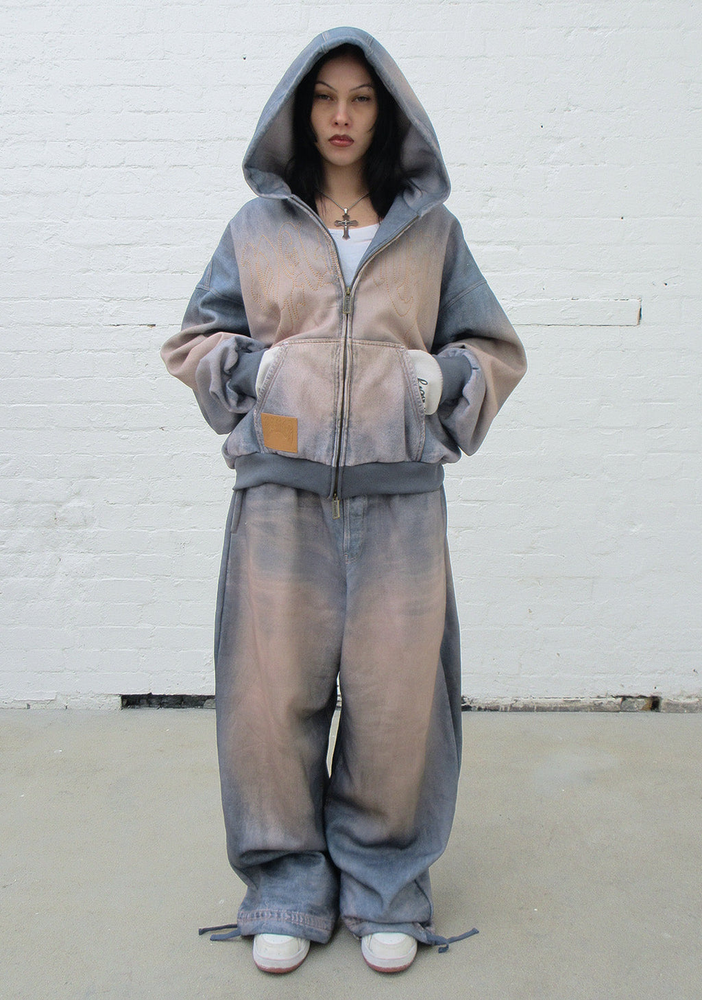 OFF GRID DENIM EFFECT OVERSIZED SWEATPANTS WASHED BLUE