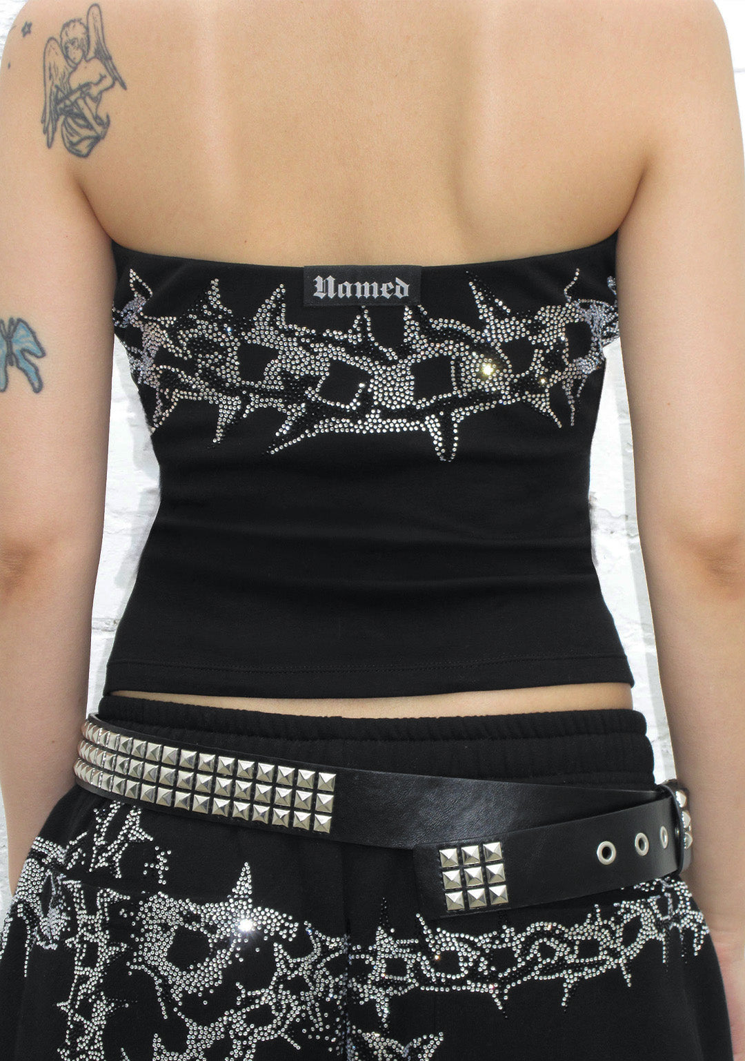 OMEN RHINESTONE TUBE TOP BLACK