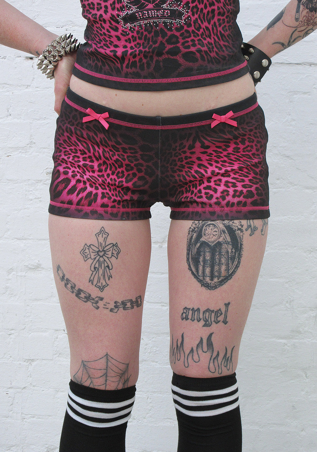 PRIMAL RHINESTONE MICRO HOTPANT SHORTS HOT PINK LEOPARD