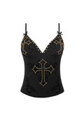 REBEL STUDDED CAMI TOP BLACK