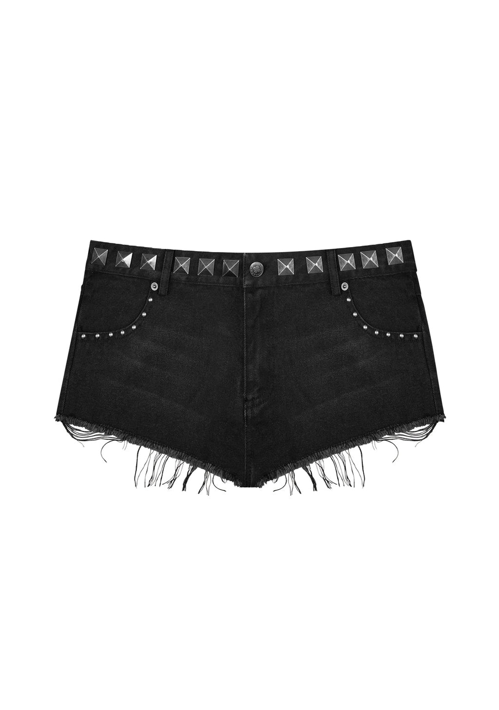 SLATE STUDDED MINI DENIM HOTPANTS WASHED BLACK