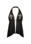 SPOILT BACKLESS HALTERNECK TOP BLACK