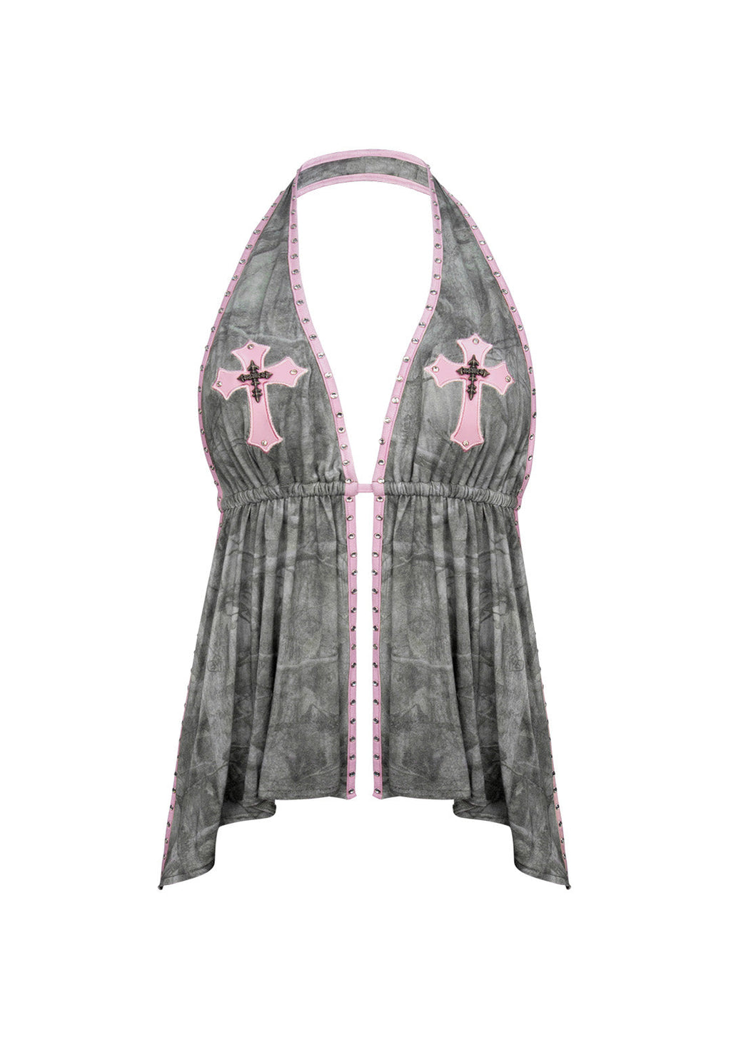 SPOILT BACKLESS HALTERNECK TOP TREE CAMO