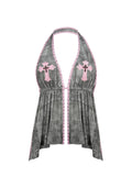 SPOILT BACKLESS HALTERNECK TOP TREE CAMO