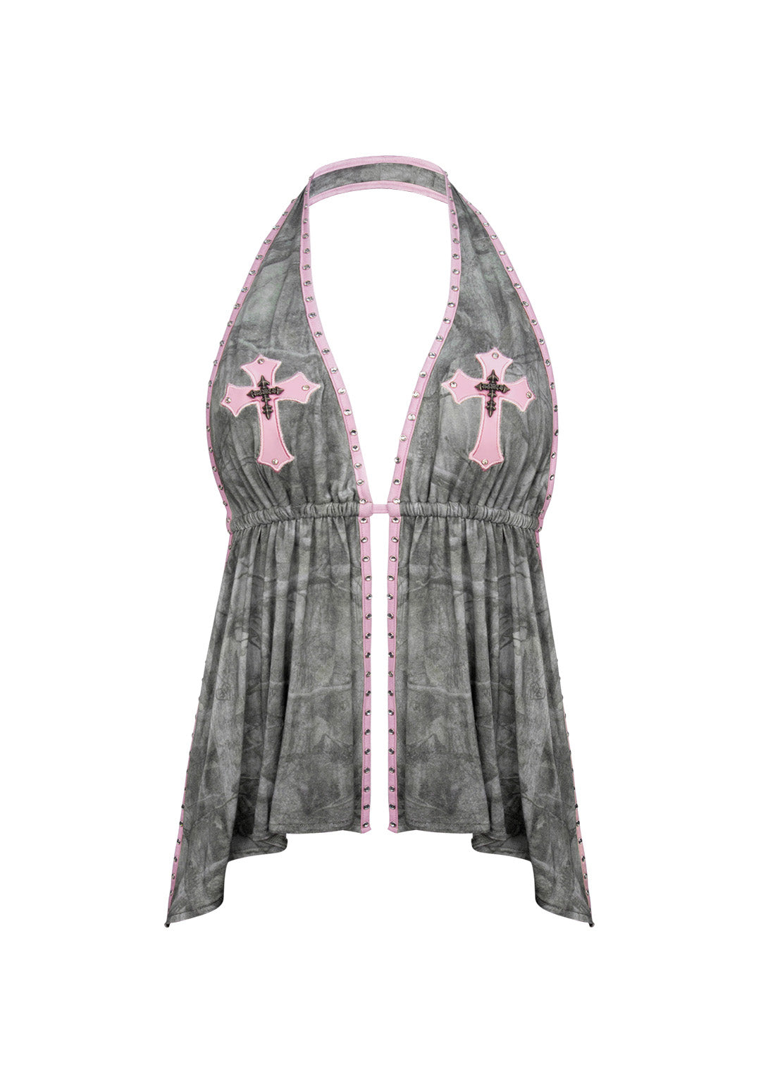 SPOILT BACKLESS HALTERNECK TOP TREE CAMO