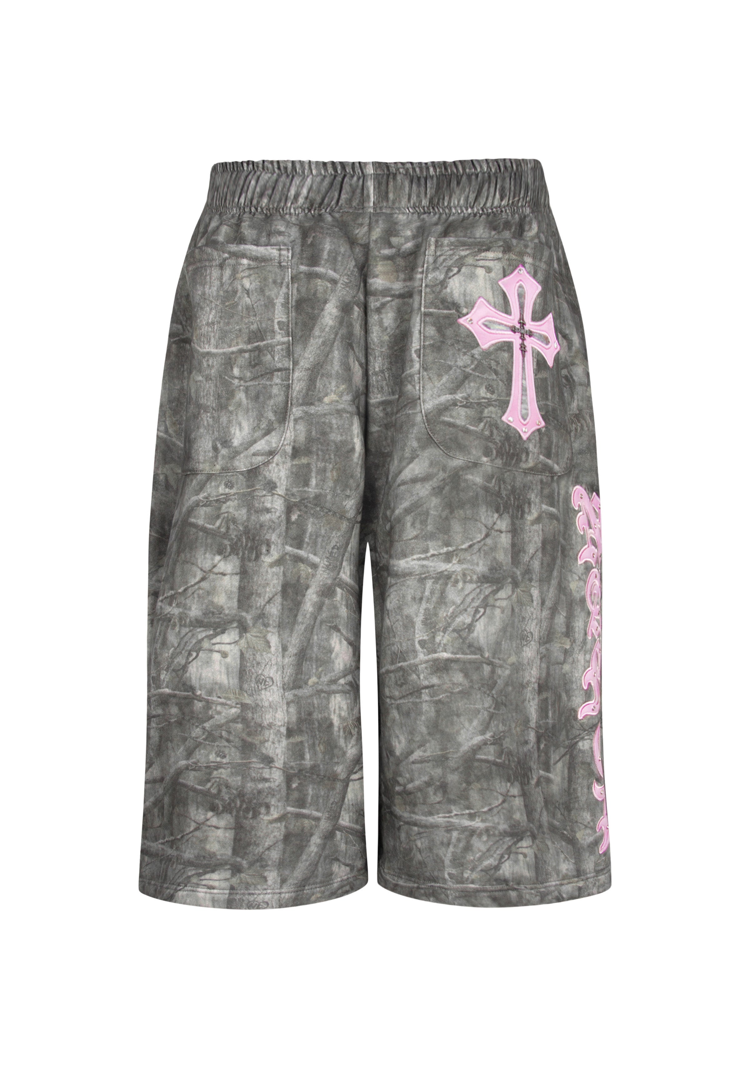 SPOILT OVERSIZED SWEATSHORTS TREE CAMO