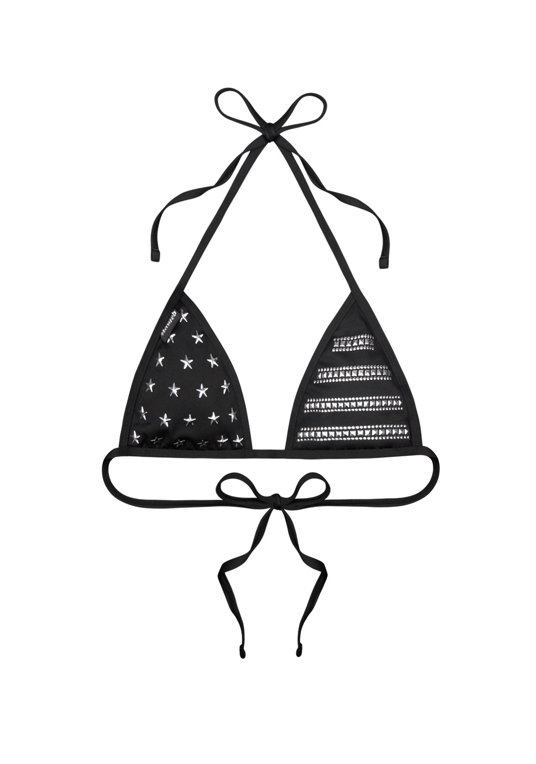 STELLAR STUDDED TRIANGLE BIKINI TOP BLACK