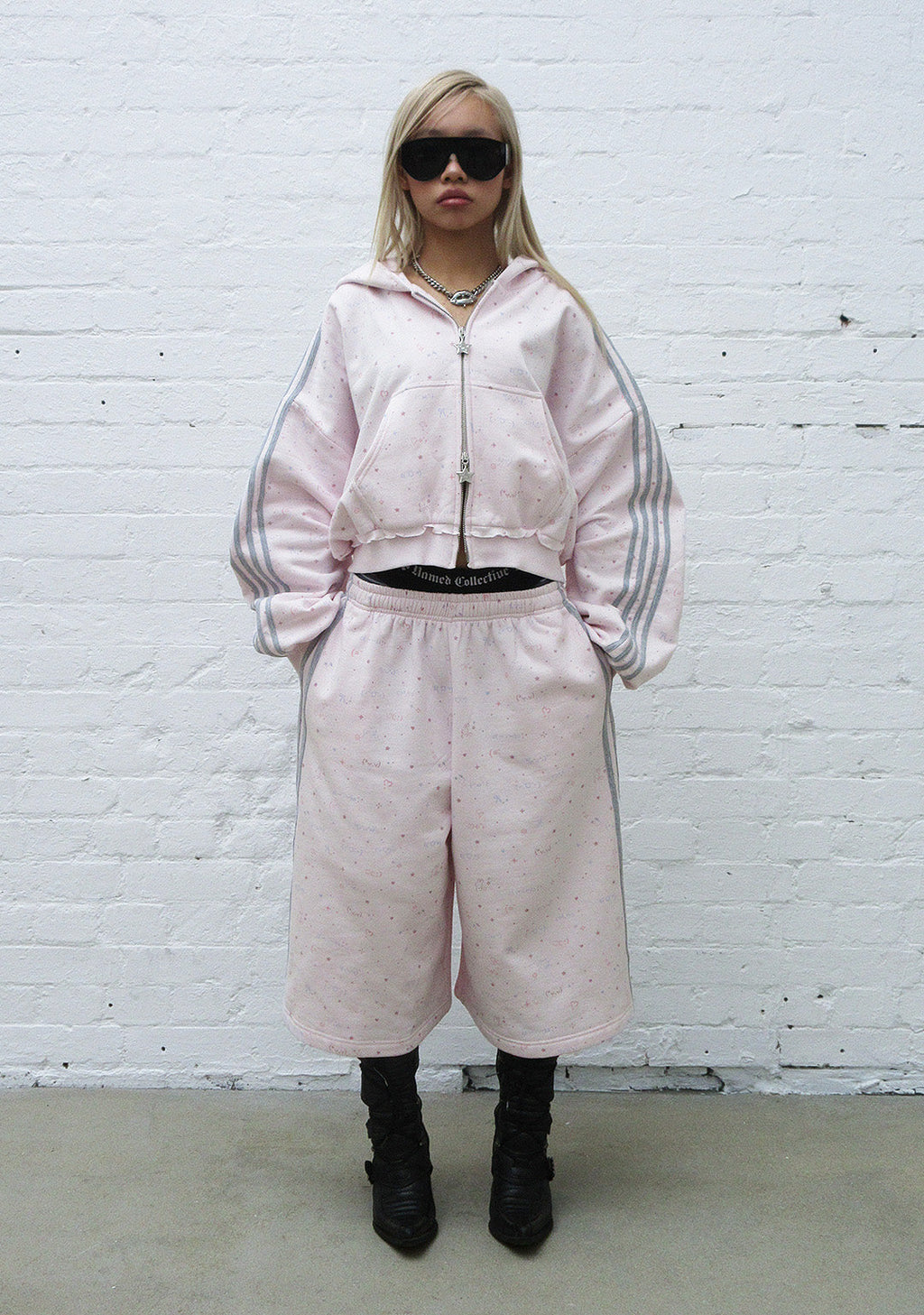 MALFUNCTION SPORTY OVERSIZED SWEATSHORTS BABY PINK