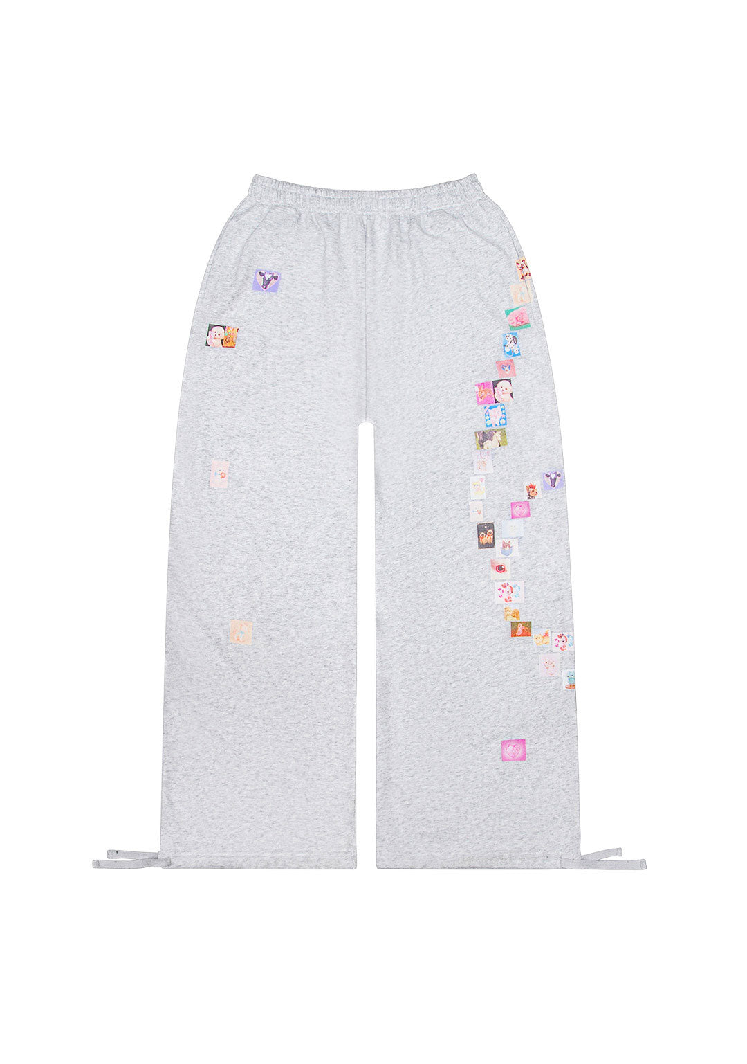 TRINKET MOTIF OVERSIZED SWEATPANTS GREY MARL