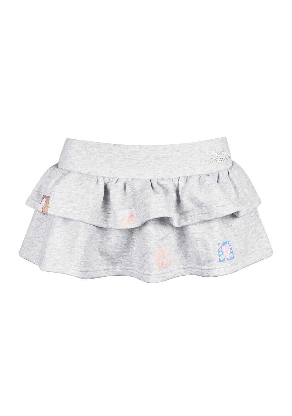 TRINKET MOTIF RUFFLE MICRO SKIRT GREY MARL