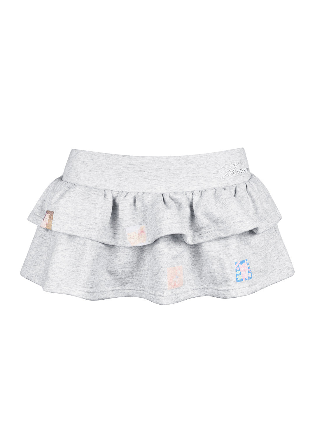 TRINKET MOTIF RUFFLE MICRO SKIRT GREY MARL