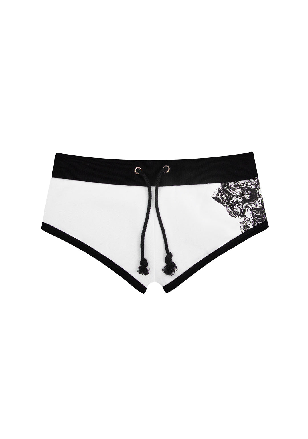 VICE RHINESTONE MICRO RACER SHORTS WHITE
