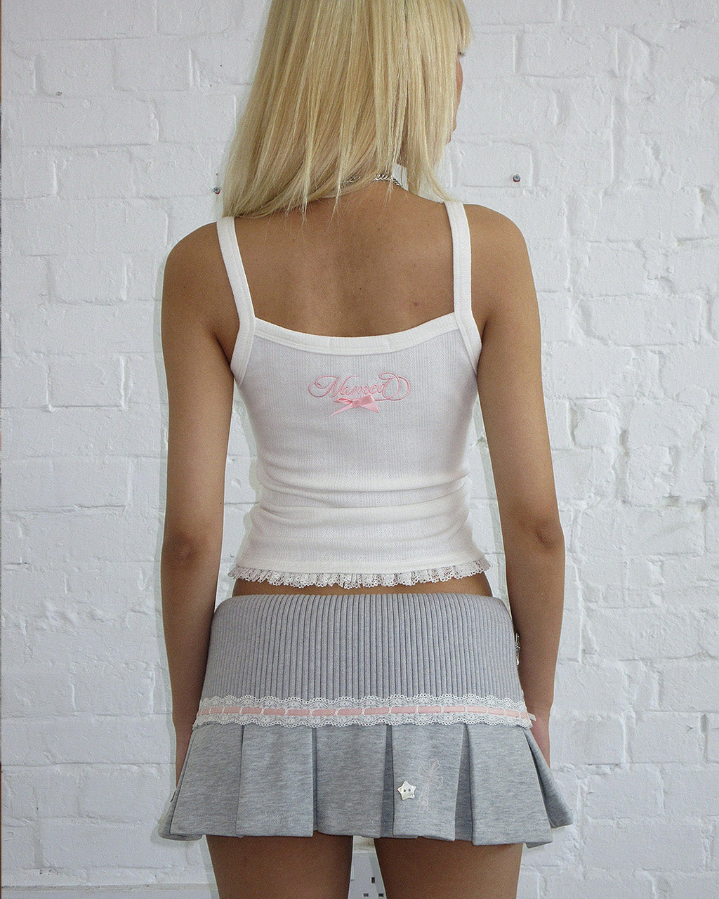 WHISPER PLEATED MINI SKIRT GREY MARL