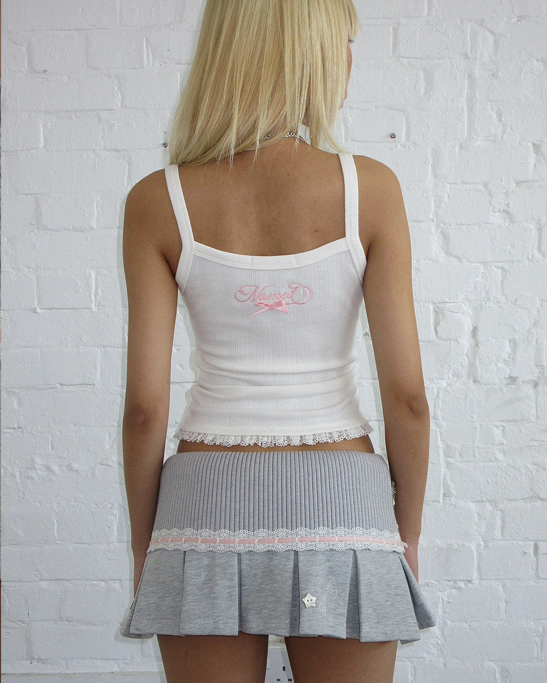 WHISPER PLEATED MINI SKIRT GREY MARL